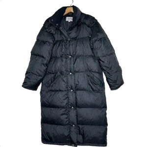 Vintage Woods Canada Long Thick Puffer Coat Duck Down‎ Black 2 Way Zip Womens M